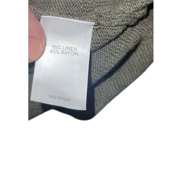 J JILL Women's Size Medium Green Linen Blend 3 Button Cardigan Sweater - Picture 12 of 13